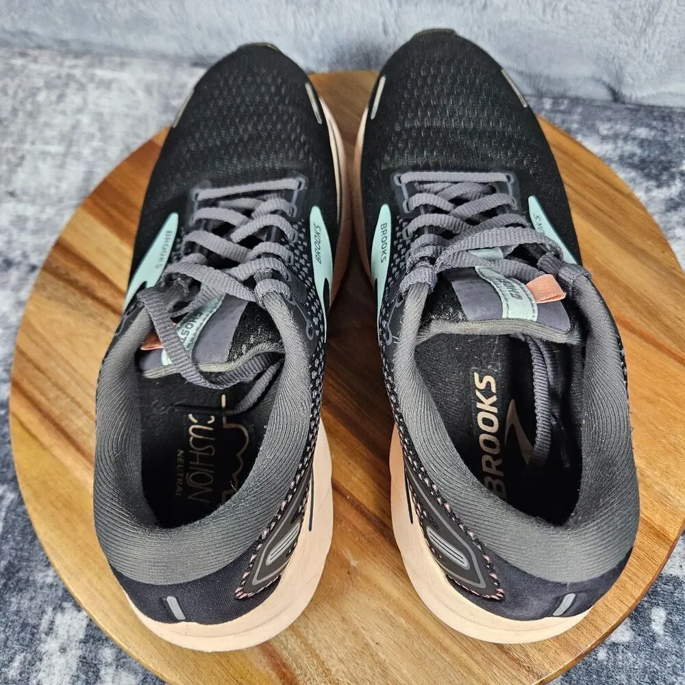 Brooks Ghost 14 Womens Shoes Size 8 Black Pink Athletic Running Walking Sneakers